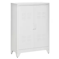 Armario Metálico con 2 Puertas y 2 Baldas Ajustables Mueble Multiusos para Oficina Salón Dormitorio 75x33x110cm ... - Ogal.Es