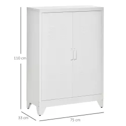 Armario Metálico con 2 Puertas y 2 Baldas Ajustables Mueble Multiusos para Oficina Salón Dormitorio 75x33x110cm ... - Ogal.Es