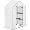 Invernadero de Exterior con 6 Estantes Puerta Enrollable Cubierta de PE y Marco de Acero 143x74x190 cm Blanco - Ogal.Es