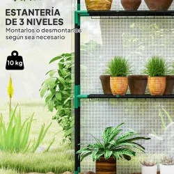 Invernadero de Exterior con 6 Estantes Puerta Enrollable Cubierta de PE y Marco de Acero 143x74x190 cm Blanco - Ogal.Es