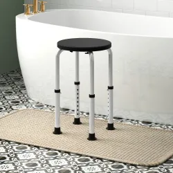 Taburete de Ducha de Aluminio con Altura Regulable Antideslizante Carga 135 kg para Ancianos y Discapacitados - Ogal.Es