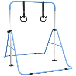 Barra de Gimnasia para Niños con Altura Ajustable en 5 Niveles y Anillos Entrenamiento de Gimnasia Plegable en C... - Ogal.Es