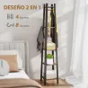 Perchero de Pie de 4 Niveles con 4 Estantes 8 Ganchos con Estructura Metálica para Colgar Ropa Sombrero Marrón R... - Ogal.Es