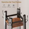 Perchero de Pie de 4 Niveles con 4 Estantes 8 Ganchos con Estructura Metálica para Colgar Ropa Sombrero Marrón R... - Ogal.Es