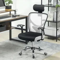 Silla de Escritorio Giratoria con Altura Ajustable Respaldo Reclinable Reposacabezas Regulable y Soporte Lumbar ... - Ogal.Es