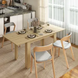 Mesa de Comedor Extensible de 140-180 cm Estilo Moderna Rectangular para 6-8 Personas para Salón Madera Natural - Ogal.Es