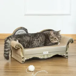 Rascador Cartón para Gatos en Forma de Sofá con Catnip para Interior 60x29,5x29 cm Marrón - Ogal.Es