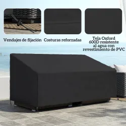 Funda para Banco de Jardín de 3-4 Plazas Tela Oxford 600D con Recubrimiento Impermeable para Terraza 218x111x63/... - Ogal.Es