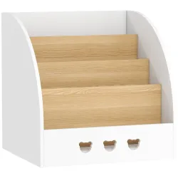 Estantería Infantil para Juguetes 4 Niveles para la Habitación Infantil Sala de Juegos 60x53x60 cm Blanco y Natural - Ogal.Es