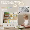 Estantería Infantil para Juguetes 4 Niveles para la Habitación Infantil Sala de Juegos 60x53x60 cm Blanco y Natural - Ogal.Es