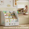 Estantería Infantil para Juguetes 4 Niveles para la Habitación Infantil Sala de Juegos 60x53x60 cm Blanco y Natural - Ogal.Es