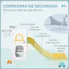 Tobogán Infantil 4 en 1 con Aro de Baloncesto Telescopio Escalador y Cesta Inferior para Interior Amarillo y Verde - Ogal.Es