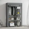 Armario de Tela Plegable Ropero Portátil con 6 Estantes y 1 Barra de Colgar para Dormitorio 103x43x162,5cm Gris ... - Ogal.Es