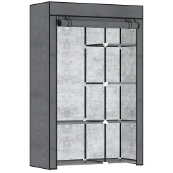 Armario de Tela Plegable Ropero Portátil con 6 Estantes y 1 Barra de Colgar para Dormitorio 103x43x162,5cm Gris ... - Ogal.Es