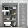 Armario de Tela Plegable Ropero Portátil con 6 Estantes y 1 Barra de Colgar para Dormitorio 103x43x162,5cm Gris ... - Ogal.Es