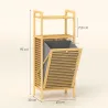 Armario de Baño Estrecho de Bambú con 2 Estantes Abiertos Cesto Extraíble y Diseño con Listones 40x30x95 cm Natural - Ogal.Es