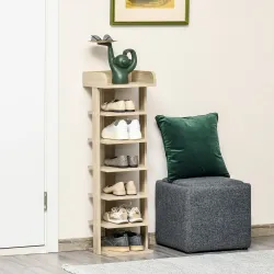 Zapatero Estrecho de 7 Niveles Capacidad de 6 Pares de Zapatos para Entrada Dormitorio y Pasillo 32x30x104 cm Roble - Ogal.Es