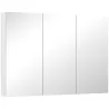 Armario de Baño con Espejo Armario de Pared con 3 Puertas Estantes Ajustables 91,5x11,5x65 cm Blanco - Ogal.Es