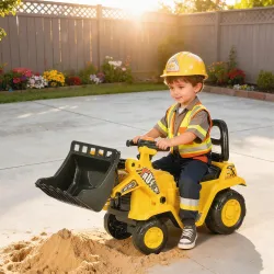 Excavadora para Niños de 18 a 48 Meses con Pala Delantera Bocina Volante y Compartimento Oculto 80x26,5x39 cm Am... - Ogal.Es