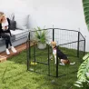 Parque para Perros de 6 Paneles de 80 cm de Altura con Puerta para Interior y Exterior Negro - Ogal.Es