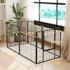 Parque para Perros de 6 Paneles de 80 cm de Altura con Puerta para Interior y Exterior Negro - Ogal.Es