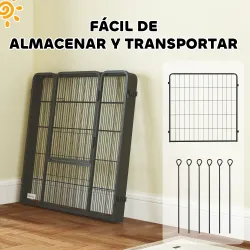 Parque para Perros de 6 Paneles de 80 cm de Altura con Puerta para Interior y Exterior Negro - Ogal.Es