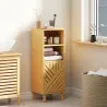 Armario de Baño Estrecho Mueble Auxiliar de Baño con 2 Estantes Abiertos Puerta y Patas de Bambú 32x30x90 cm Nat... - Ogal.Es