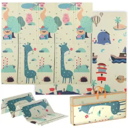 Alfombra Bebé Acolchada Plegable Reversible 196x176x1,5 cm Doble Cara Impermeable Multicolor - Ogal.Es