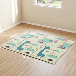 Alfombra Bebé Acolchada Plegable Reversible 196x176x1,5 cm Doble Cara Impermeable Multicolor - Ogal.Es