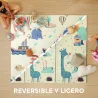 Alfombra Bebé Acolchada Plegable Reversible 196x176x1,5 cm Doble Cara Impermeable Multicolor - Ogal.Es