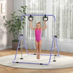 Barra de Gimnasia para Niños Altura Ajustable en 5 Niveles y Anillos Entrenamiento de Gimnasia Plegable en Casa ... - Ogal.Es