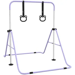 Barra de Gimnasia para Niños Altura Ajustable en 5 Niveles y Anillos Entrenamiento de Gimnasia Plegable en Casa ... - Ogal.Es