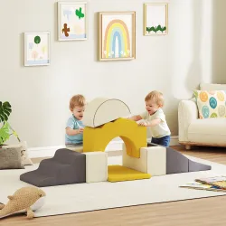 7 Bloques de Espuma para Niños Bloques de Psicomotricidad Juguete para Aprendizaje para Escalar y Gatear Amarillo - Ogal.Es