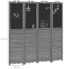 Biombo Separador de Ambientes Plegable de 4 Paneles de Madera con Pizarras para Dormitorio 162x172 cm Gris - Ogal.Es