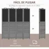 Biombo Separador de Ambientes Plegable de 4 Paneles de Madera con Pizarras para Dormitorio 162x172 cm Gris - Ogal.Es
