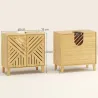 Mueble bajo Lavabo de Bambú con 2 Puertas Lamas y Estante Ajustable para Lavabo sin Pedestal 60x30x60 cm Natural - Ogal.Es