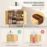 Mueble bajo Lavabo de Bambú con 2 Puertas Lamas y Estante Ajustable para Lavabo sin Pedestal 60x30x60 cm Natural - Ogal.Es