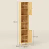 Columna de Baño Estrecha con Puertas y Patas de Bambú Estantes Ajustables Compartimento Abierto 32x30x170 cm Nat... - Ogal.Es