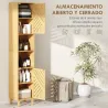 Columna de Baño Estrecha con Puertas y Patas de Bambú Estantes Ajustables Compartimento Abierto 32x30x170 cm Nat... - Ogal.Es