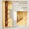 Columna de Baño Estrecha con Puertas y Patas de Bambú Estantes Ajustables Compartimento Abierto 32x30x170 cm Nat... - Ogal.Es