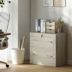 Cajonera de Escritorio con 2 Cajones con Guías para Carpetas Colgantes para A4 Cerradura y 2 Llaves 77x42x72 cm ... - Ogal.Es