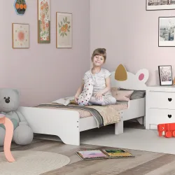 Cama Infantil de Madera 143x74x67 cm en Forma de Unicornio Mueble de Dormitorio Moderno Carga 80 kg Blanco - Ogal.Es