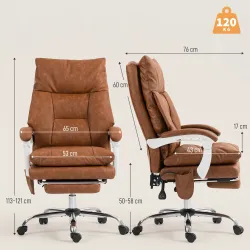 Silla de Escritorio con Soporte Lumbar Inflable Tapizada en PU Reposapiés Respaldo Reclinable Altura Ajustable M... - Ogal.Es