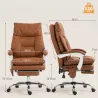 Silla de Escritorio con Soporte Lumbar Inflable Tapizada en PU Reposapiés Respaldo Reclinable Altura Ajustable M... - Ogal.Es