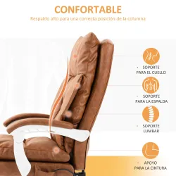 Silla de Escritorio con Soporte Lumbar Inflable Tapizada en PU Reposapiés Respaldo Reclinable Altura Ajustable M... - Ogal.Es