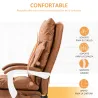 Silla de Escritorio con Soporte Lumbar Inflable Tapizada en PU Reposapiés Respaldo Reclinable Altura Ajustable M... - Ogal.Es