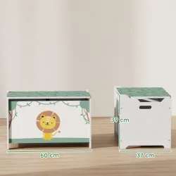 Caja de Almacenaje Juguetes 53L Baúl Juguetes Infantil con Tapa Abatible y Pistón de Gas para Sala de Juegos Verde - Ogal.Es