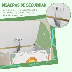 Caja de Almacenaje Juguetes 53L Baúl Juguetes Infantil con Tapa Abatible y Pistón de Gas para Sala de Juegos Verde - Ogal.Es
