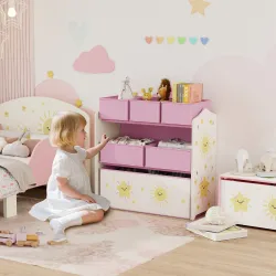 Estantería Infantil para Juguetes de 3 Niveles con 6 Cajas Extraíbles de Tela no Tejida para Guardería 63x30x66 ... - Ogal.Es