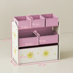 Estantería Infantil para Juguetes de 3 Niveles con 6 Cajas Extraíbles de Tela no Tejida para Guardería 63x30x66 ... - Ogal.Es